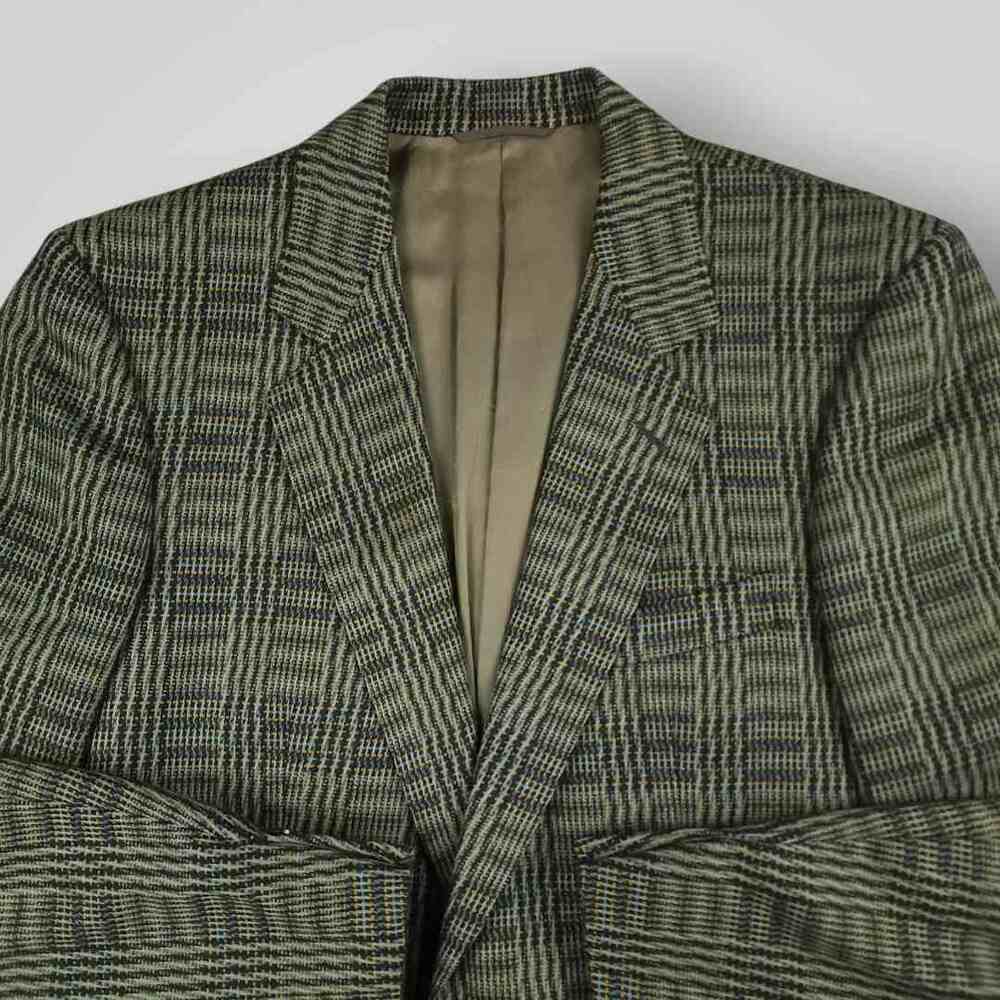 Mens Made in Italy Glen Check Plaid Blazer Sport Coat 36S Italian Wool Overcheck - Picture 8 of 11